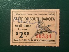 ICOLLECTZONE US South Dakota 1960 Resident Small Game Revenue Stamp VF used
