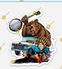 Ford Truck Sticker - Bear Banjo Ratfink Classic Rat Fink Race Vintage Vinyl Ford Truck Sticker - Bear Banjo Ratfink Classic Rat Fink Race Vintage Vinyl