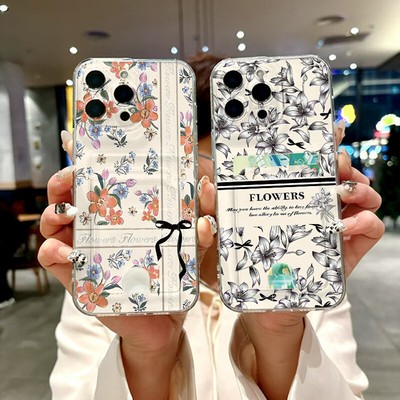 For Huawei Xiaomi Luxury Flower Card Wallet Case Bag Phone Back Cover Skin Girls