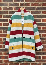 Isabel Marant Étoile Ladies Gabrie Striped Blanket Bouclé Wool Coat Uk10 Us6