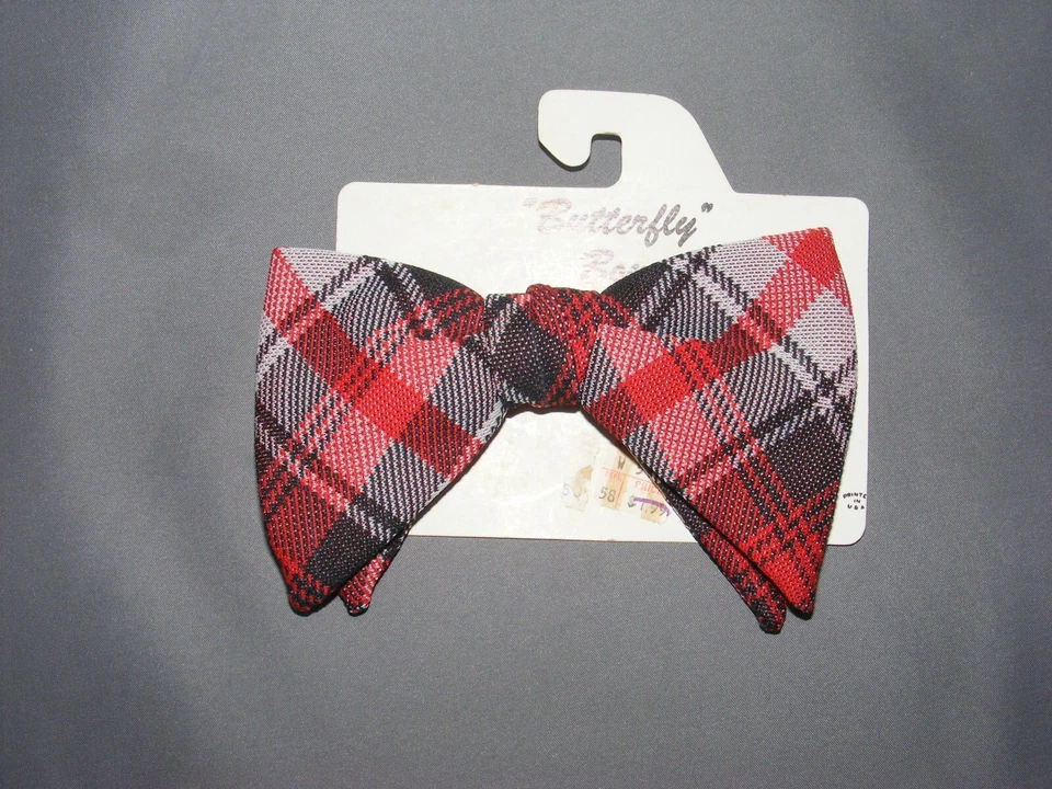 70S ГАЛСТУК-БАБОЧКА ШИРОКИЙ РАЗМЕР КРАСНЫЙ КЛЕТКУ БАБОЧКА БАНТ 6 «X 4» НЕИСПОЛЬЗОВАННЫЙ ЗАПАС НА КАРТЕ - Изображение 2 из 4