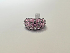 Pink Cubic Zirconia CZ Silver Plated Ring Sz 8