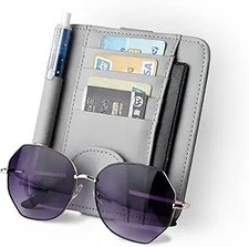 Gray Small Car Sun Visor Organizer with Clip, Sunglasses Holders for Car Sun Vis