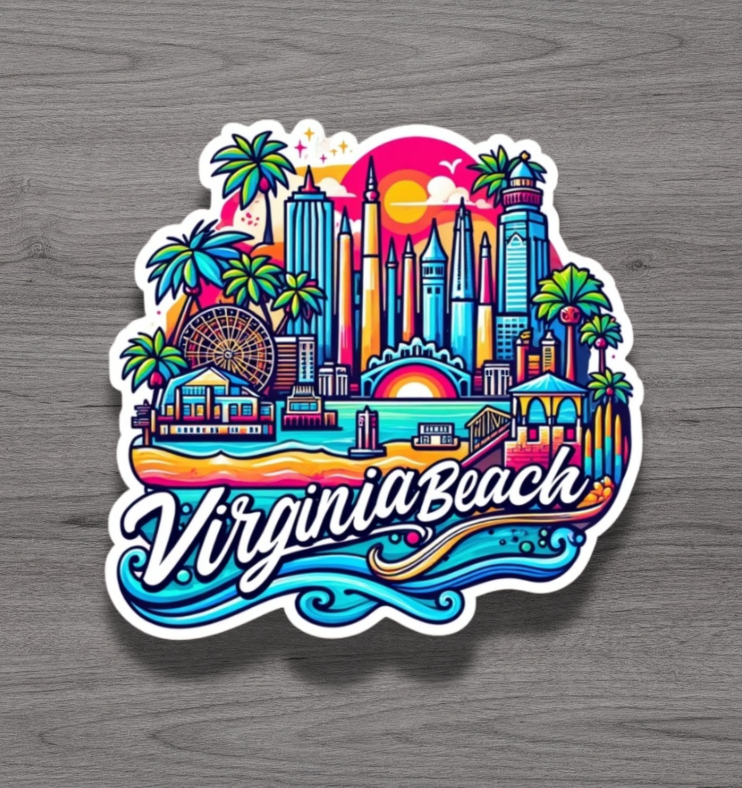 Virginia Beach Fridge Magnet or Laptop Sticker
