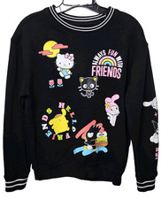 Hello Kitty Sanrio Black Graphic Sweatshirt XS Hybrid Apparel Pullover Cute Y2K