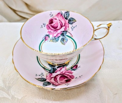 Double Warranted Paragon Pink Cabbage Rose Teacup & Saucer Pale Vintage Roses