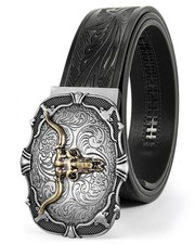 Mens Ratchet Western Belt Leather Black Cowboy Ratchet Belts for Men Leather
