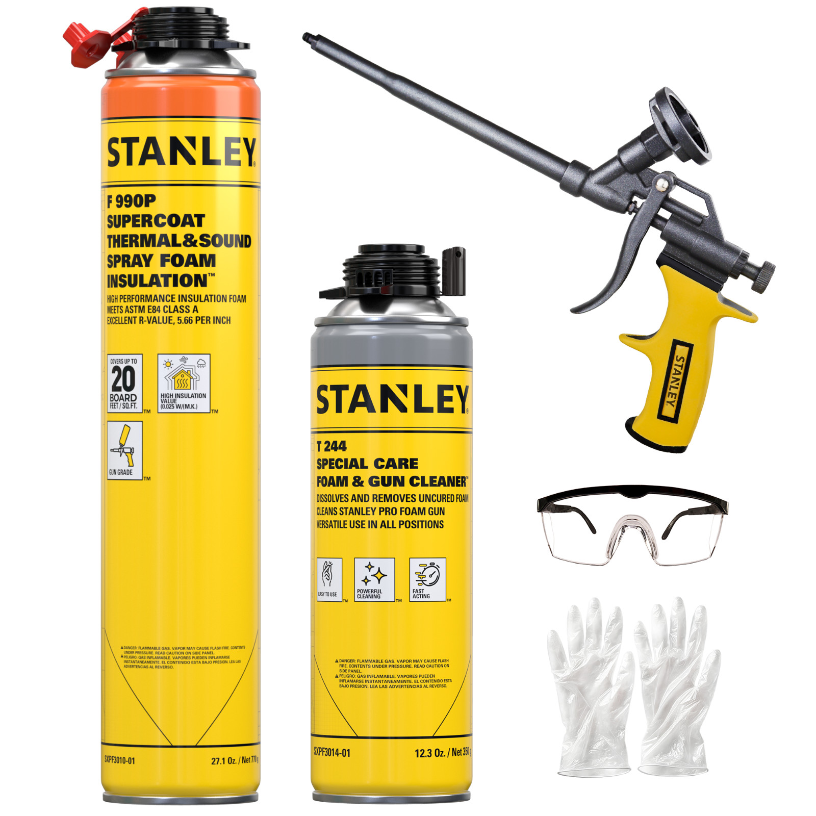 Spray Foam Insulation Kit, Closed Cell, Fire Rated (1x27.1oz. 20 bd/ft) 1 Pack