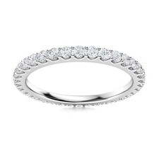 Full Eternity Ring 2MM Round Shape White Topaz 925 Sterling Silver Women Ring