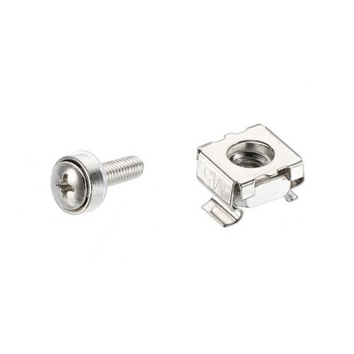 Rack Mount Cage Nut M5x15mm Mounting Screw Iron Nickel Plated Silver Tone 40Set