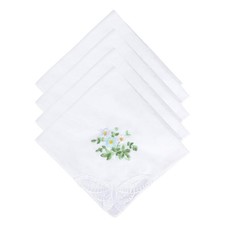 11" Embroidered Lace Cotton Handkerchiefs for Women, Elegant Floral Ladies Ha...