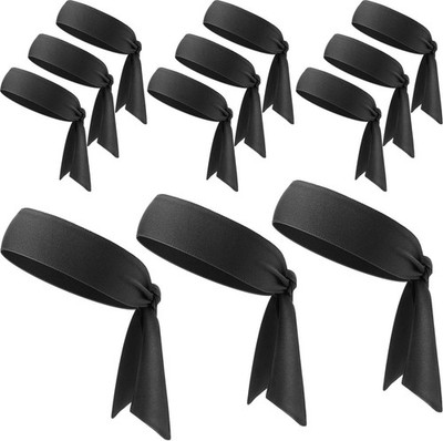 WILLBOND 12 Pieces Tie Headbands for Women Men Dry Sports Athletic Sweatband Adj