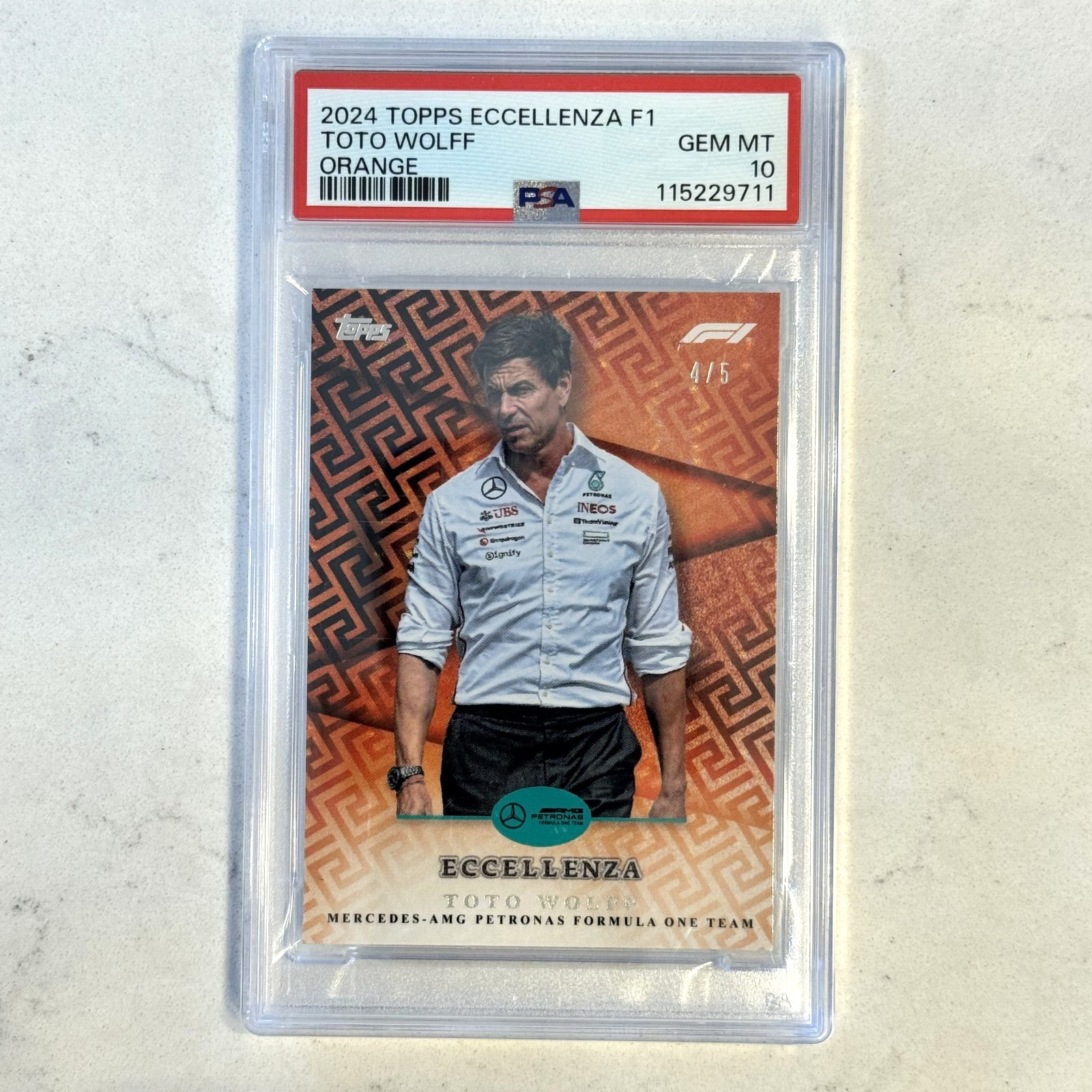 2024 Topps Eccellenza Formula 1 F1 TOTO WOLFF Orange /5 PSA 10
