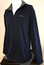 Eddie Bauer Mens Sz L 1/4 Zip Pull Over Radiator Fleece Blue/Black Sweater Shirt