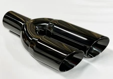 Exhaust Tip 3.00  Inlet 3.00  Outlet 13.50  long Dual Round Slant Angle Black St