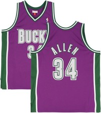 Ray Allen Milwaukee Bucks Signed Purple Mitchell & Ness 2001-02 Swingman Jersey