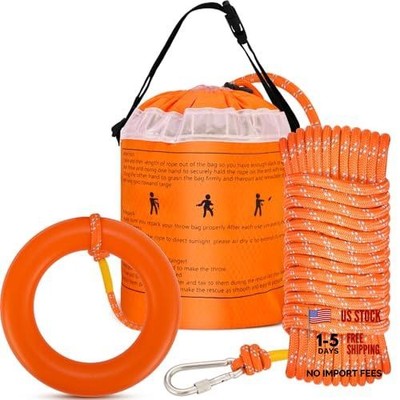 Ziopetru Water Rescue Throw Line Bag   50FT Reflective Throw Rope, Quick Dry
