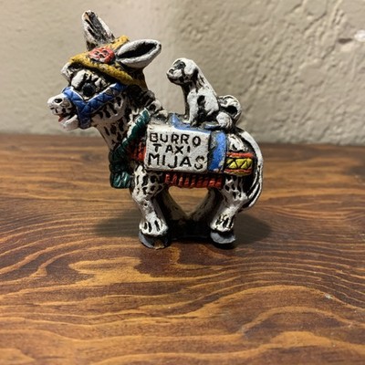 Spanish Burro Taxi Donkey Recuerdo de Mijas Figurine Spain Souvenir Dog