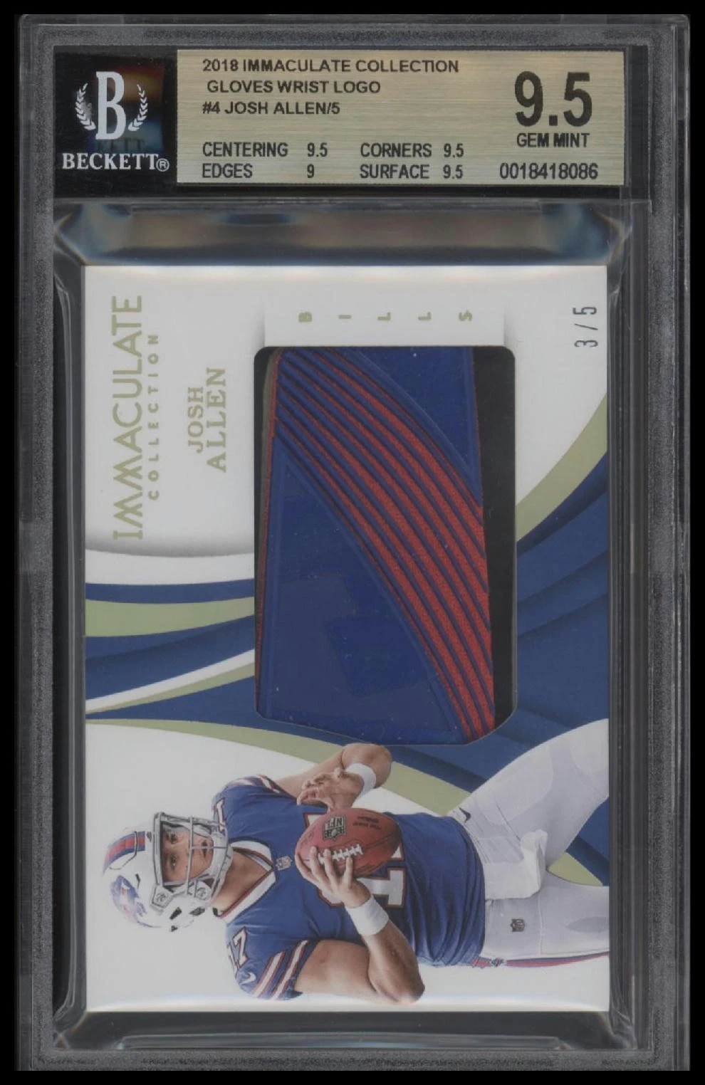 Josh Allen Panini Immaculate Collection Immaculate Gloves Brand Logo #GL4 Wrist