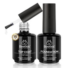 Base Gel Top Coat Set, 2Pcs 15ML Clear Base and No Wipe Top Coat Soak Off UV ...