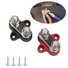 2PC 1/4" M8 12-48V Bus Bar Terminal Block Power Stud Battery Junction Post