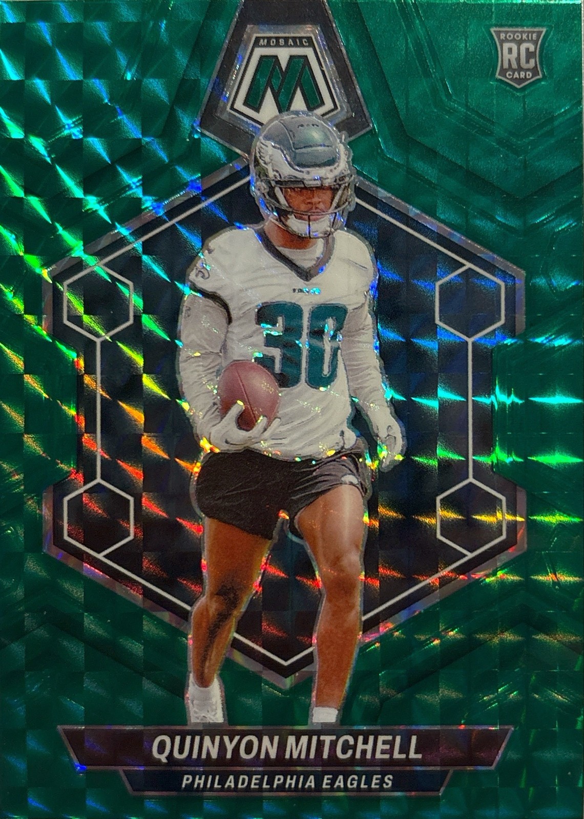 2024 Panini Mosaic - Rookies Quinyon Mitchell #322 Green Mosaic Prizm (RC)