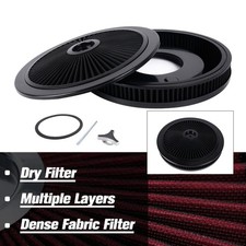 14 X 2 Black Air Cleaner Set Thru High Flow Washable W Chrome Lid For Sbc Bbc