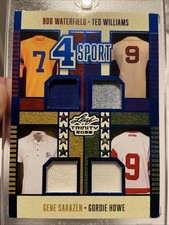 2025 LEAF TRINITY Game Used Jersey 4 SPORT 7/15 Ted Williams Gordie Howe Sarazen