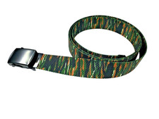 Men's Jungle Tiger Stripe, Nylon Fabric Web Belt, 1.25" x 54", Made in the USA