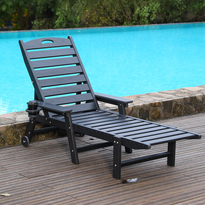 HDPE Chaise Lounge Chair Outdoor, Pool Lounge Chairs with 4-Position Adjustable