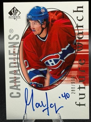 2005-06 SP Authentic Future Watch Auto /999 Maxim Lapierre Rookie Auto