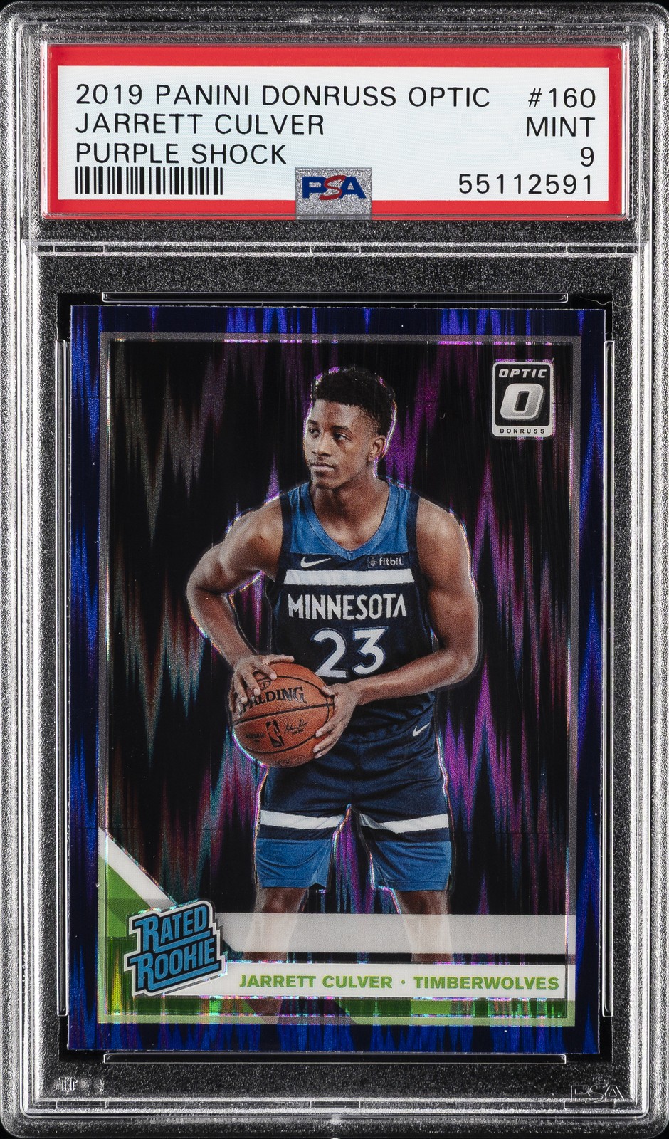 2019 PANINI DONRUSS OPTIC PURPLE SHOCK #160 JARRETT CULVER PSA 9