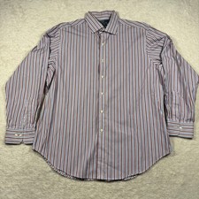 Polo Ralph Lauren Mens Regent Classic Fit Striped Dress Shirt Red Blue 17 34/35