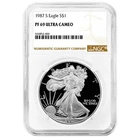 1987-S $1 1-oz Proof American Silver Eagle NGC PF69UC Brown Label