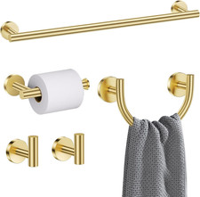 Brushed Gold 5-Piece Bathroom Hardware Set Towel Bar Set