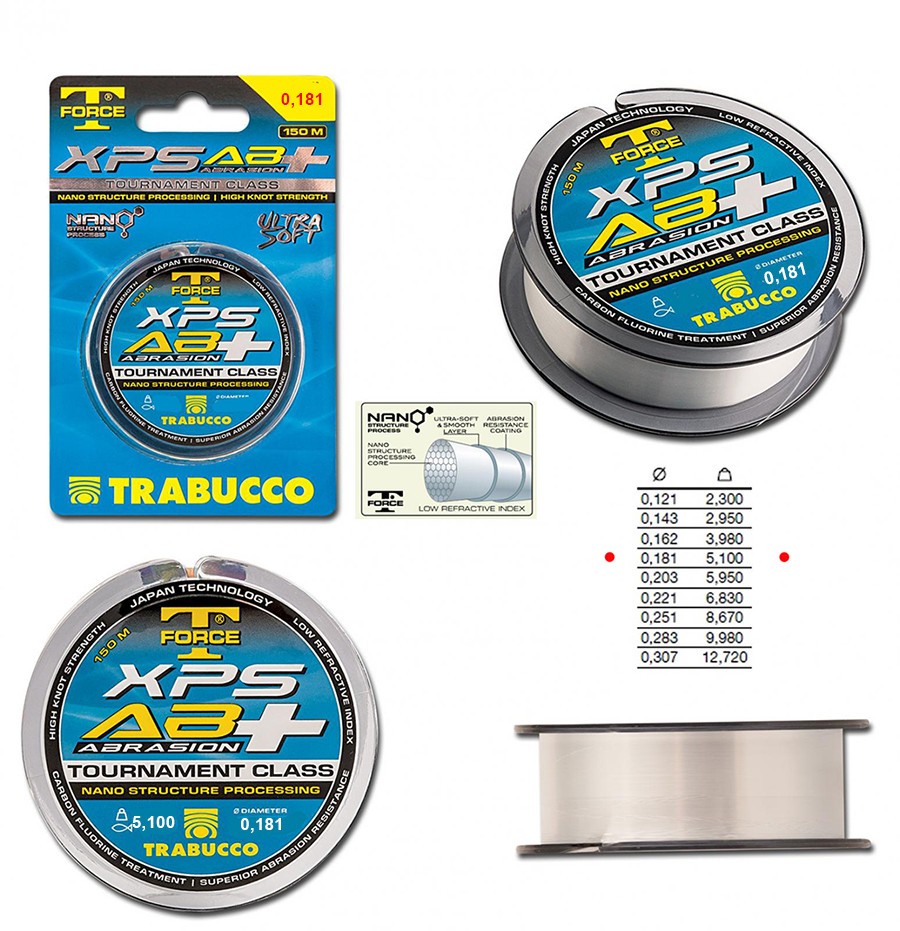 FILO T FORCE XPS AB+ ABRASION TRABUCCO 150 MT DIAM. 0,181 MM PER MULINELLO