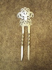 Antique Victorian Engraved Pierced Sterling Hair Pin Comb