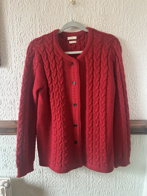 MUNROSPUN Burnt Orange Knitwear size L Womens Cardigan Pure Lambswool  UK