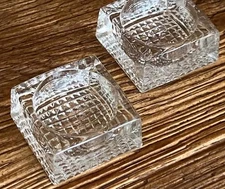 6 SET!  1920s Art Deco CRYSTAL CUT GLASS salt cellars. Optical illusion glass!