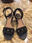 Clarks Black Suede Ralene Sheen Heel Sandals Size 8M — photo 2