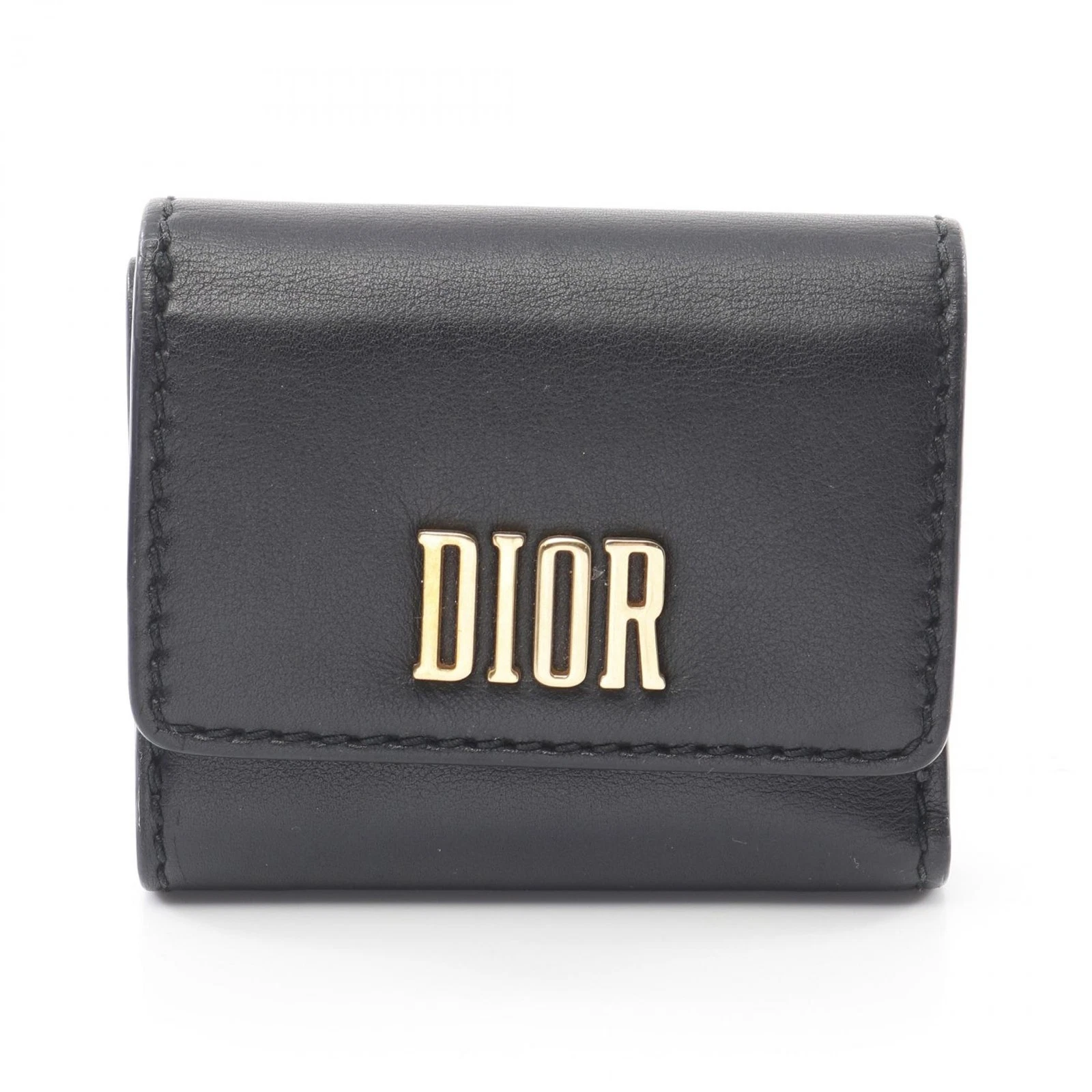 Portefeuille Dior Tri Fold Cuir Femme Noir Occasion
