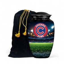Chicago Cubs Baseball Theme Style Black Keepsake Urn with Bag For Adult