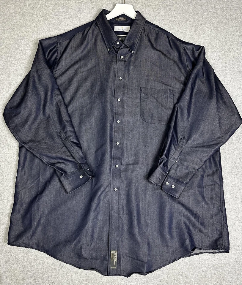 Camisa Bill Blass Para Hombres 20 Altos Con Botones Manga Larga Vestido Bolsillo Mezcla Rayón Foto 2 de 4