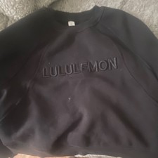 Lululemon Black Fleece Pullover Sweatshirt Women's S Crew Neck Long Sleeve Logo