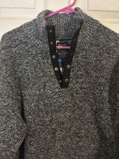 Designer Buffalo David Bitton Pull Over Sweater Men  s L Large Lined 1/4 Snap