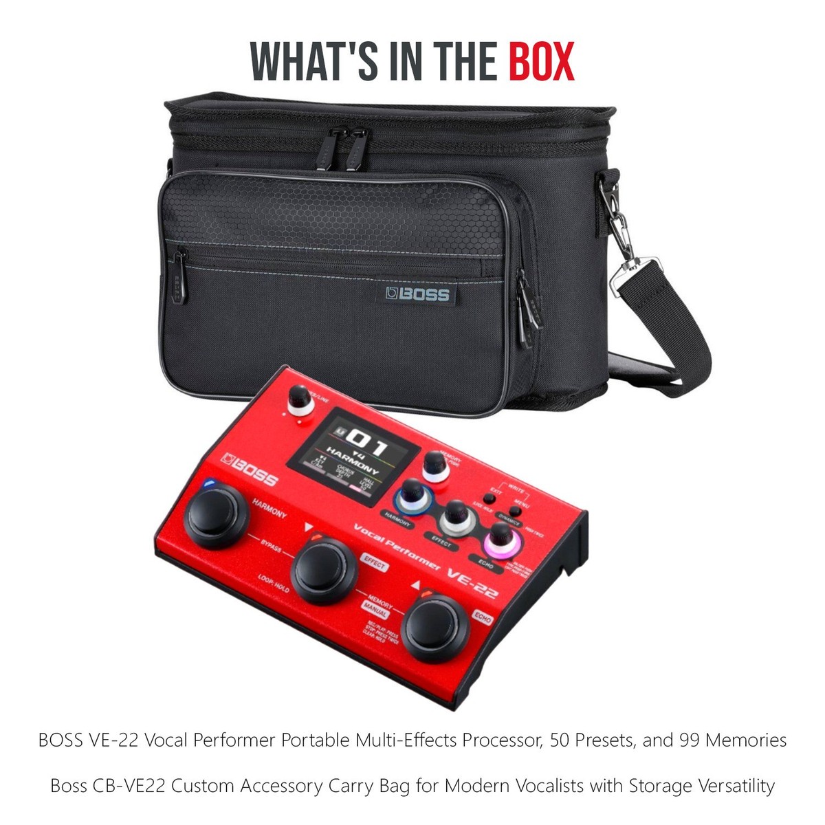 BOSS VE 22 Vocal Performer Portable Multi Effects Processor Bag
