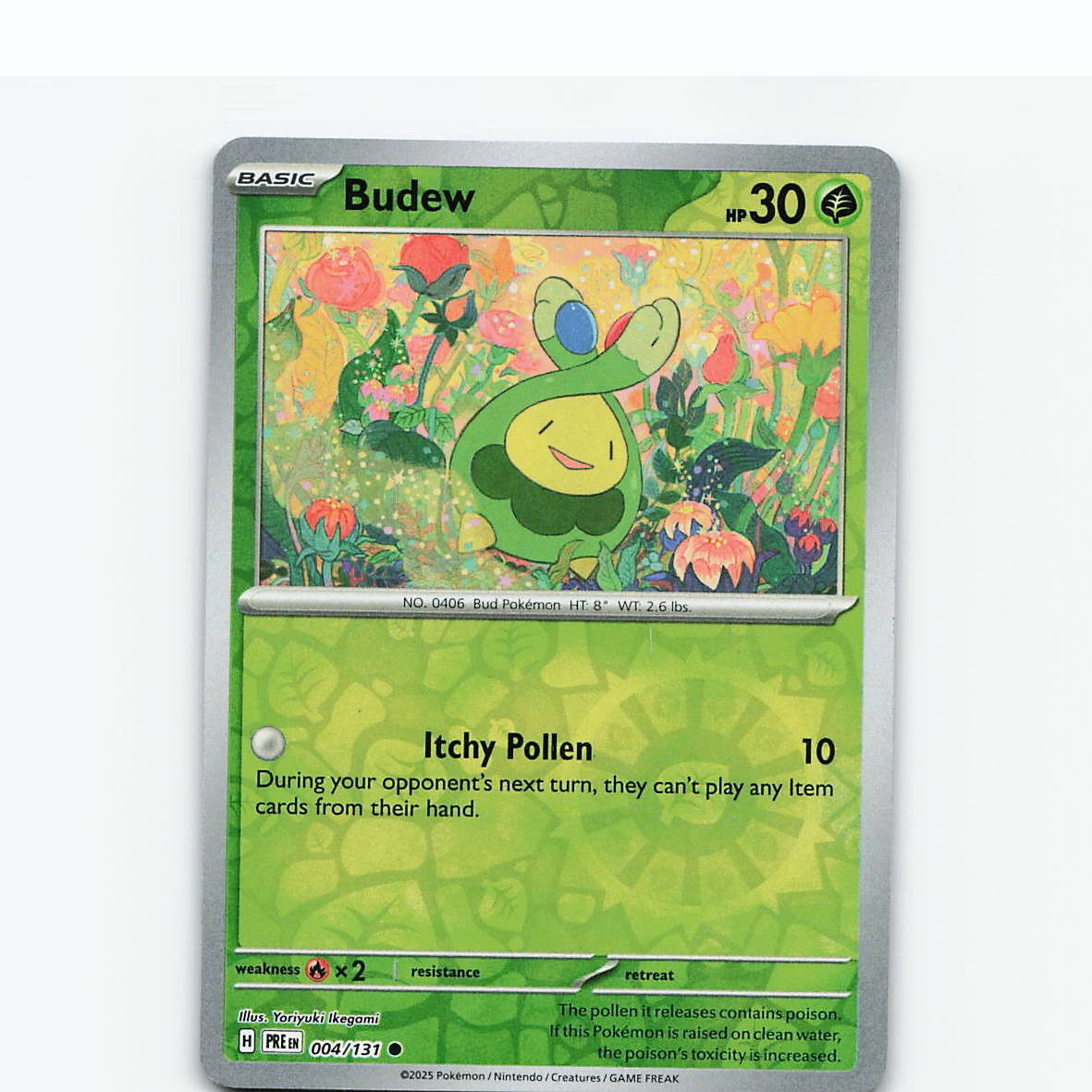 Budew 004/131 Common Prismatic Evolutions Pokemon Reverse Holo Near Mint