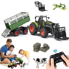 RC Traktor 1:24 FENDT Ferngesteuert Spielzeug Modell mit Anhänger Kipper Set NEU