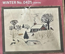 Vtg Paragon Crewel Embroidery Kit Winter Scene Landscape Good Housekeeping
