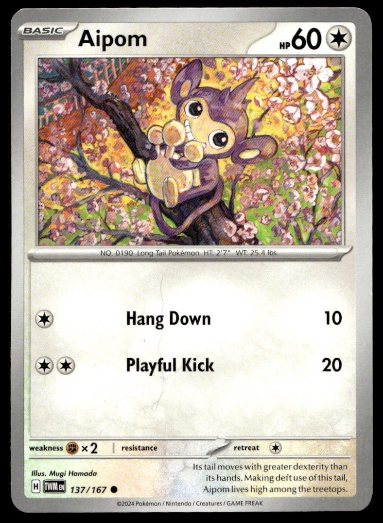 Aipom 137/167 Pokemon Card Twilight Masquerade Common 60 HP NM T8